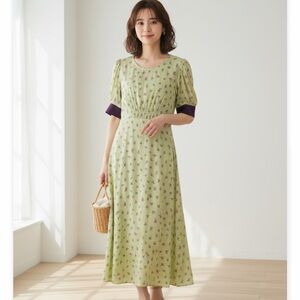 Faithful the Brand Floral CottageCore Peasant Midi Dress Size 2 / XS